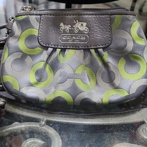 COACH GRAY AND LIME GREEN LARGE C SMALL WRISTLET